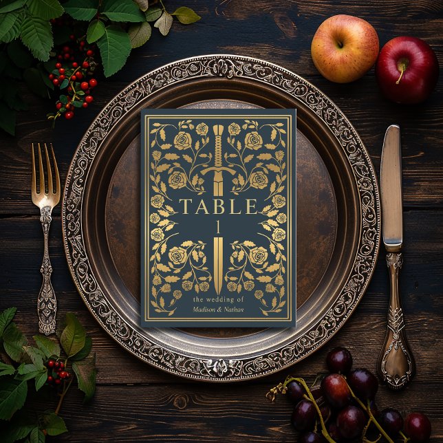 Tarjeta De Mesa Boda Gray Royal Medieval Sword (Subido por el creador)