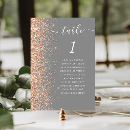 Tarjeta De Mesa Boda Gris Brillo Melocotón Moderno
