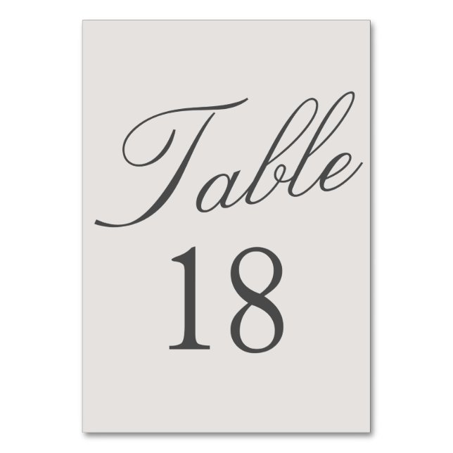 Tarjeta De Mesa Boda gris de color sólido simple (Anverso)