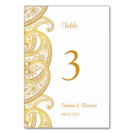 Tarjeta De Mesa Boda hindú tradicional paisley hindú de oro