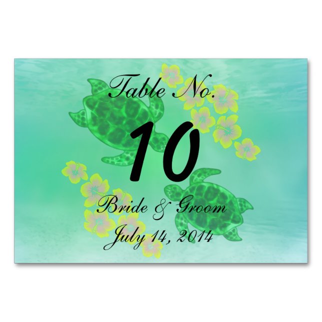Tarjeta De Mesa Boda Honu de Hawaii (Anverso)
