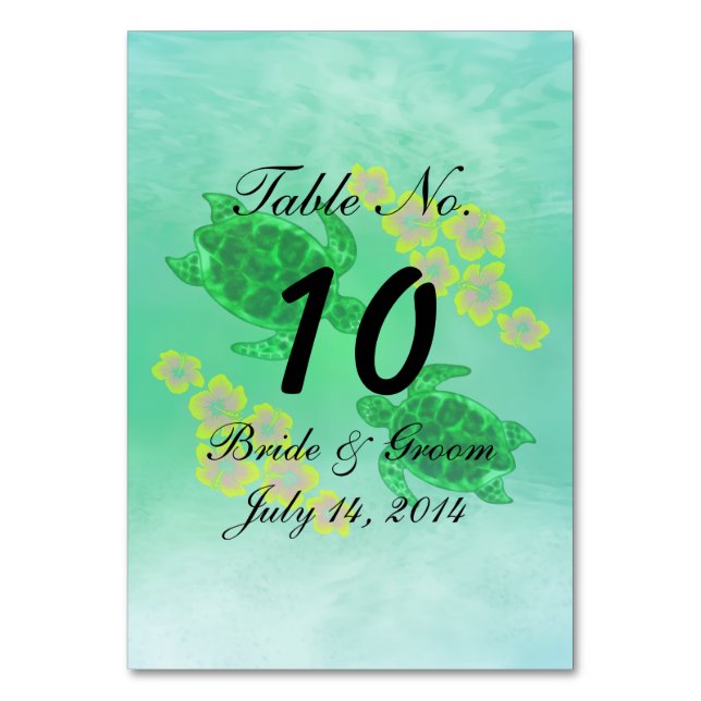 Tarjeta De Mesa Boda Honu de Hawaii (Anverso)
