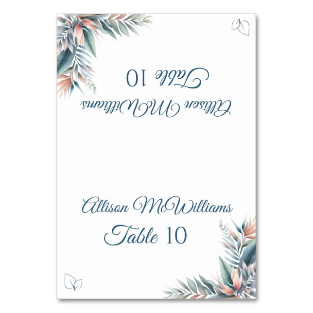 Tarjeta De Mesa Boda-ícono vegetariano de la acuarela del sueño tr (Anverso)