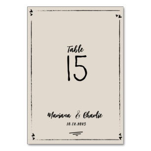 Tarjeta De Mesa Boda Ilustrada Retro Gris