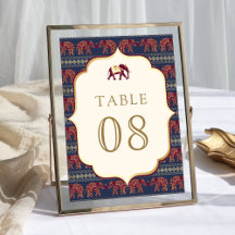 Boda india elefante azul marino borgoña dorado