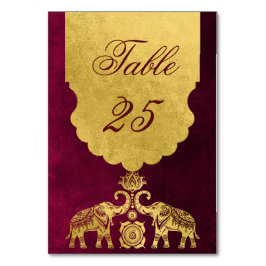 Tarjeta De Mesa Boda indio de los elefantes de marrón y oro