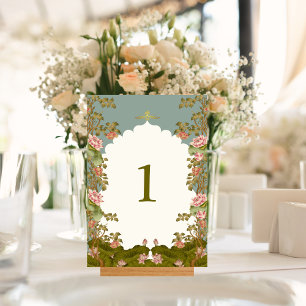 Tarjeta De Mesa Boda indio Floral Lotus Oriental