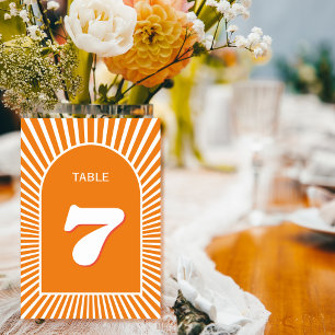 Tarjeta De Mesa Boda inspirado en los años 70 de los rayos de sol