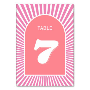 Tarjeta De Mesa Boda inspirado en los años 70 por los rayos de sol