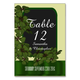 Tarjeta De Mesa Boda irlandés de verde, crema y champú