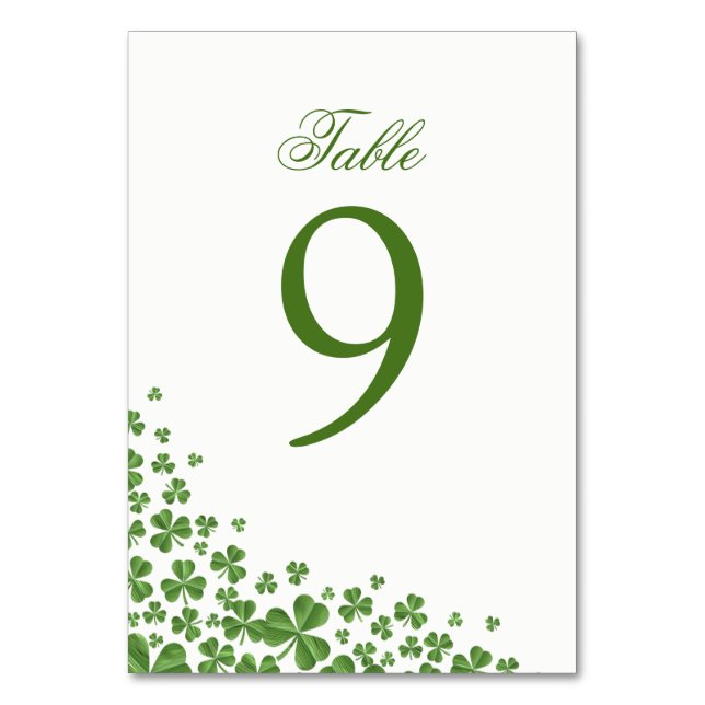 Tarjeta De Mesa Boda Irlandés Green Shamrock (Anverso)