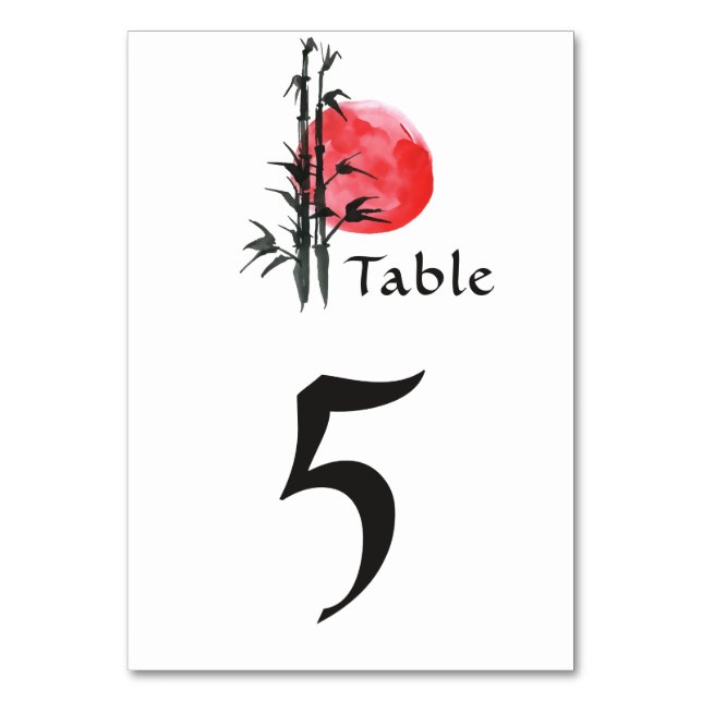 Tarjeta De Mesa Boda japonés de sol y bambú (Anverso)