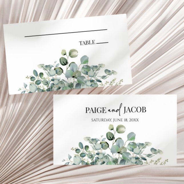 Tarjeta De Mesa Boda Jardín Botánico de Hojas de Eucalipto Verde (Subido por el creador)