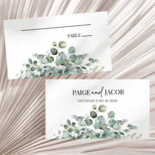 Tarjeta De Mesa Boda Jardín Botánico de Hojas de Eucalipto Verde