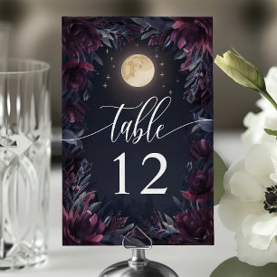 Tarjeta De Mesa Boda Jardín Lunar de Medianoche