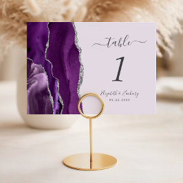 Tarjeta De Mesa Boda Lavanda Ágata Plateada Púrpura