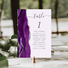 Tarjeta De Mesa Boda Lavanda Ágata Plateada Púrpura