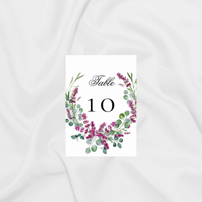 Tarjeta De Mesa Boda lavanda floral rosa eucalipto verde (Subido por el creador)