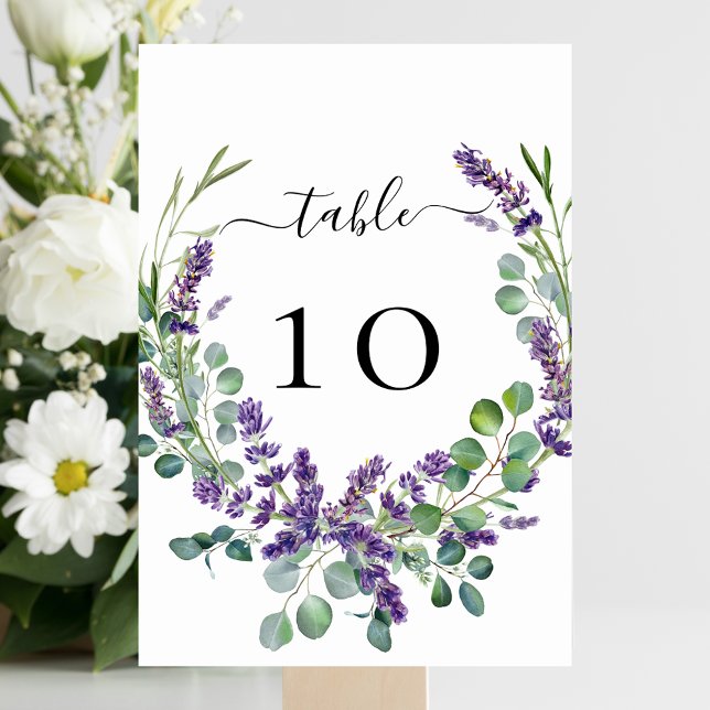 Tarjeta De Mesa Boda lavender florals eucalipto verde (Subido por el creador)
