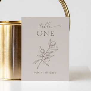 Tarjeta De Mesa Boda Light Taupe Oliva Minimalista Elegante
