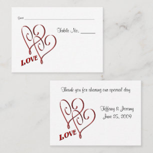 Tarjeta De Mesa Boda Love Two Hearts Table