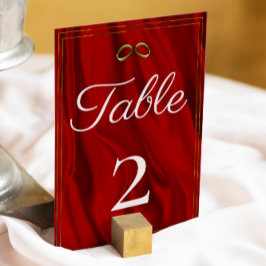 Tarjeta De Mesa Boda lujoso de seda roja