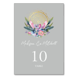 Tarjeta De Mesa Boda Mandala Dorado Cristal Rosa Handfasting Boho