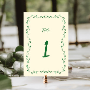 Tarjeta De Mesa Boda manuscrito verde