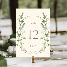 Tarjeta De Mesa Boda Marfil Elegant WaterColor Wildflowers