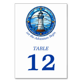 Tarjeta De Mesa Boda marítimo de faro náutico