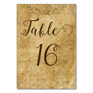 Tarjeta De Mesa Boda marrón rústico vintage Bride Groom