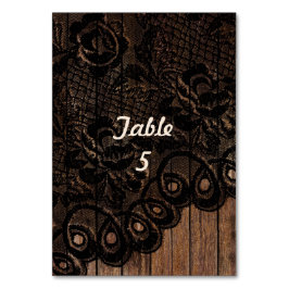 Tarjeta De Mesa Boda Marrón y Encaje Falso Precioso