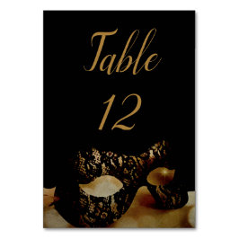 Tarjeta de mesa Boda Máscara Dorada