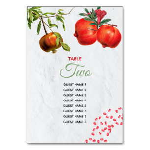 Tarjeta De Mesa Boda mediterráneo botánico de Red Pomegranate