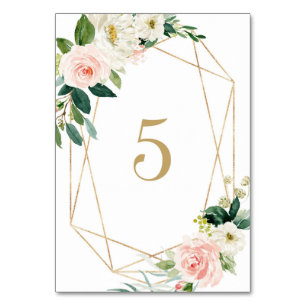 Tarjeta De Mesa Boda Mesa 5 Floraciones Geométricas de Acuarela de