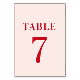 Tarjeta De Mesa Boda Mesa 7 Negrita Retro Minimalista Roja y Rosa