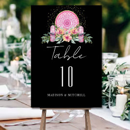 Tarjeta De Mesa Boda metafísico de cristales de Mandala floral ros