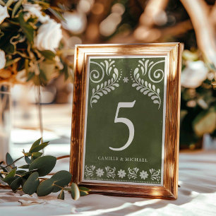 Tarjeta De Mesa Boda Mexicana Verde Rústica