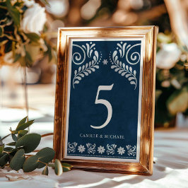 Tarjeta De Mesa Boda mexicano Blue Terracotta