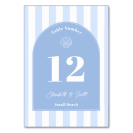 Tarjeta De Mesa Boda minimalista Azul Y Blanco
