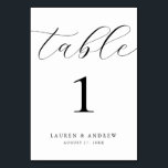 Tarjeta De Mesa Boda Minimalista blanco y negro | Personalizado de<br><div class="desc">(**NOTA: Para pedir,  simplemente ajusta tu número de tabla (y nombre/fecha) y agrega cada número a tu carrito por separado. A continuación,  descúbralo una vez que haya terminado.) Bonita tarjeta con número de mesa,  elegante,  moderna y minimalista. Personalizable completo con sus nombres (o nombre de evento) y fecha.</div>