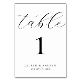 Tarjeta De Mesa Boda Minimalista blanco y negro | Personalizado de
