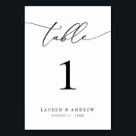 Tarjeta De Mesa Boda Minimalista blanco y negro | Personalizado de<br><div class="desc">(**NOTA: Para pedir,  simplemente ajusta tu número de tabla (y nombre/fecha) y agrega cada número a tu carrito por separado. A continuación,  descúbralo una vez que haya terminado.) Bonita tarjeta con número de mesa,  elegante,  moderna y minimalista. Personalizable completo con sus nombres (o nombre de evento) y fecha.</div>