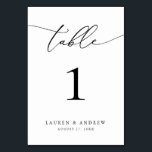 Tarjeta De Mesa Boda Minimalista blanco y negro | Personalizado de<br><div class="desc">(**NOTA: Para pedir,  simplemente ajusta tu número de tabla (y nombre/fecha) y agrega cada número a tu carrito por separado. A continuación,  descúbralo una vez que haya terminado.) Bonita tarjeta con número de mesa,  elegante,  moderna y minimalista. Personalizable completo con sus nombres (o nombre de evento) y fecha.</div>