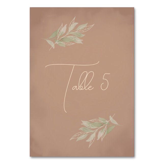 Tarjeta De Mesa Boda minimalista boho de terracota (Anverso)