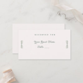 Tarjeta De Mesa Boda Minimalista Botánica de Color Verde Salvia Se