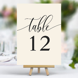 Tarjeta De Mesa Boda Minimalista Caligrafía Crema Marfil