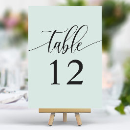 Tarjeta De Mesa Boda Minimalista Caligrafía Pastel Verde Menta