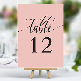 Tarjeta De Mesa Boda Minimalista Caligrafía Rosa Coral Suave