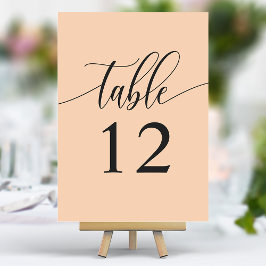 Tarjeta De Mesa Boda Minimalista de Caligrafía de Melocotón Suave